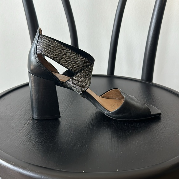 Wirth BLK leather heel w/ sparkle ankle straps SZ 37. - Picture 4 of 5